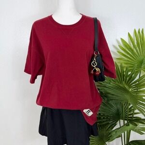 Russell Burgundy Oversized Tee – Boxy Fit Minimal Streetwear